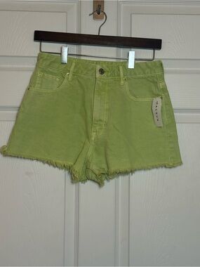 PacSun Lime Green High-Rise Frayed Denim Shorts